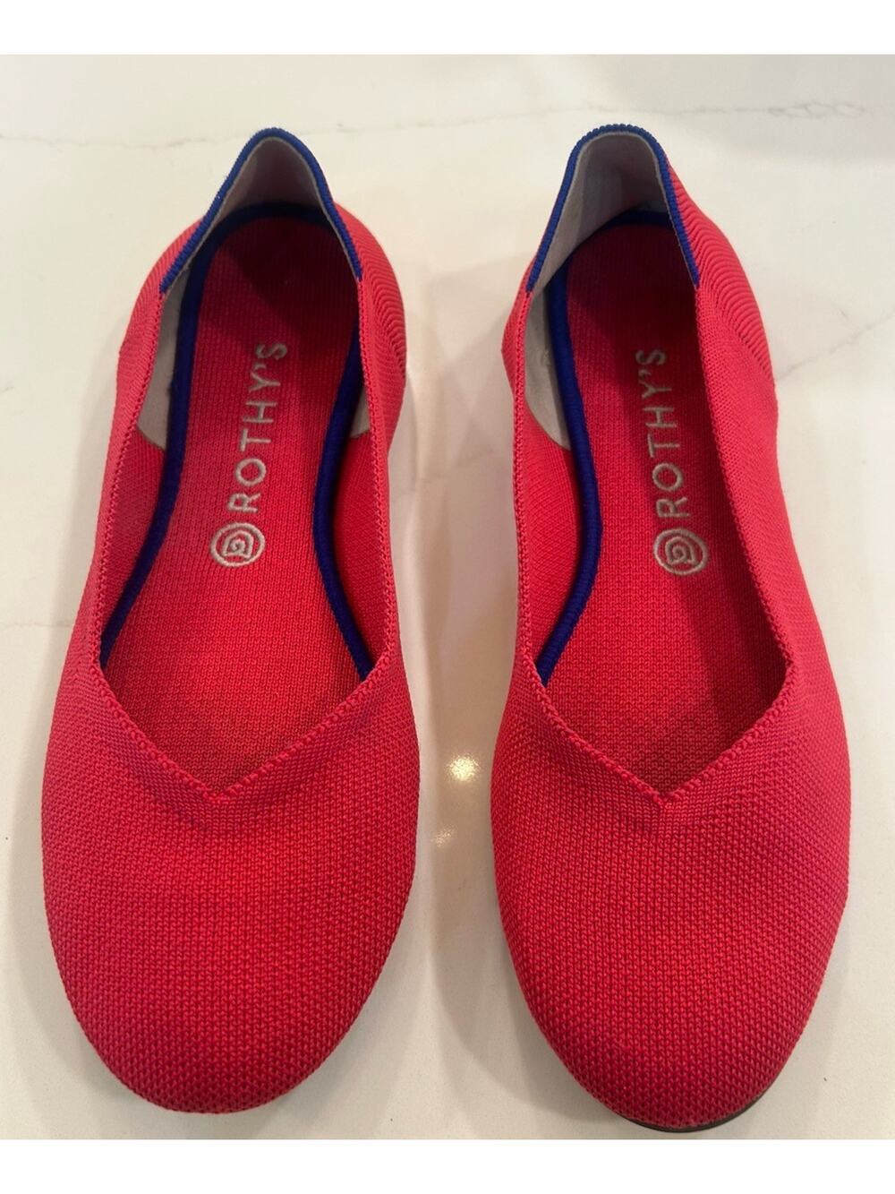 Rothy’s Round Toe Bright Poppy Red Round Toe Knit‎ Ballet Flats Shoes Size 10.5